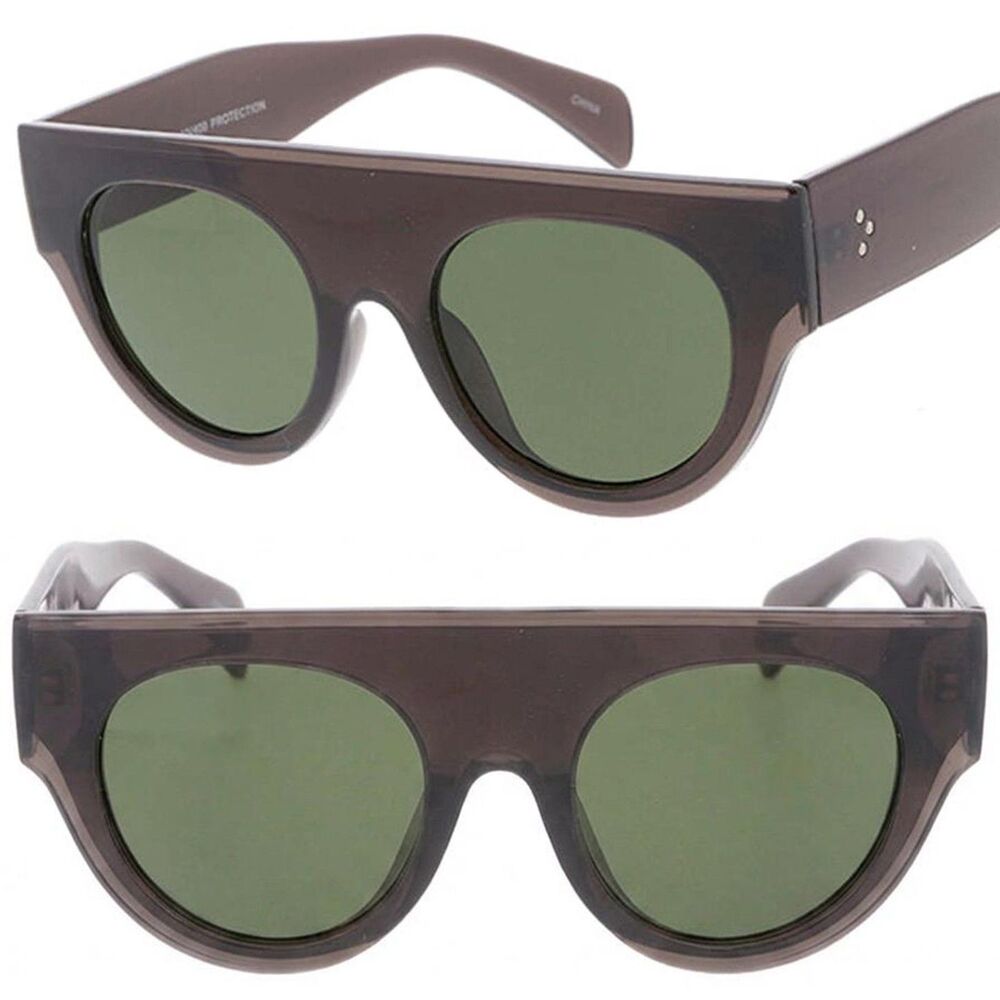 Modern Elegance Women's Chunky Gray Frame Sunglasses Sleek Flat Top Design